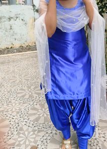 Blue Satin Salwar Suit