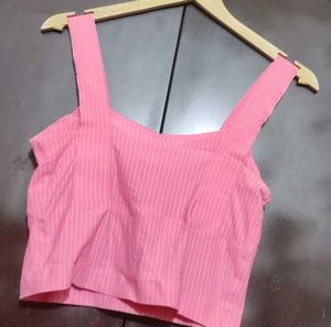 Pink Striped Crop Top for 32 Bust