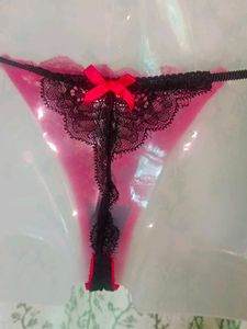 Sexy  Red &amp; Black Lace Thong