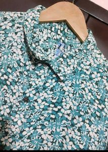 Sea Green Floral Print Shirt For 40 Chest
