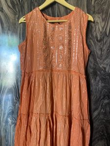 Coral Anarkali Style Gown