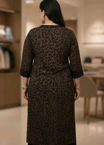 Elegant Brown Animal Print Kurta with plazo