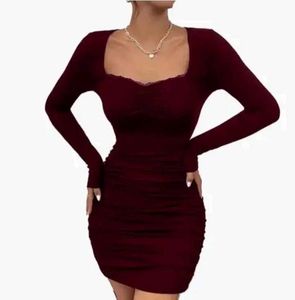 Maroon Bodycon Mini Dress