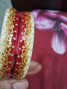 Red &amp; Gold Bangles (Set of 2)