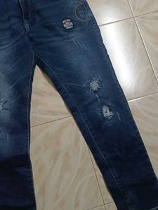 Branded Distressed Denim Jeans