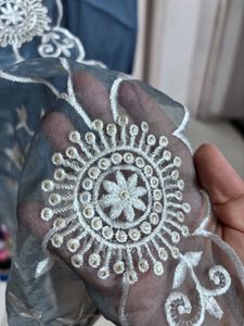Stunning Bluish grey Embroidered 3 piece suit