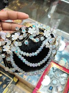 Crystal Flower Hair Bun Accessory