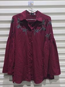 Burgundy Embellished Blouse