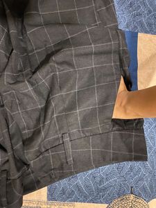 High Waist Black Formal Checked Trouser