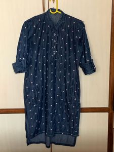 High Low Denim Kurta