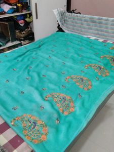 Beautiful  Sea Green Georgette Saree