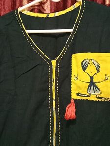 Cotton Black Kurta