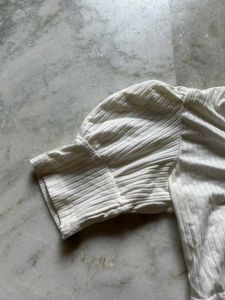 Popwings White Ribbed Crop Top