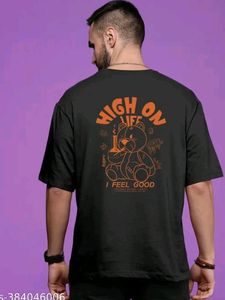 Kajaru Trendy Men Round Neck Printed Oversize Cott