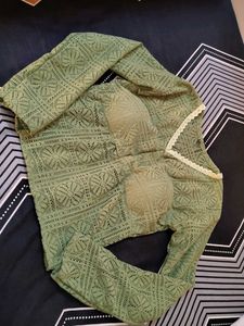 Green Lace Crop Top