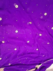 A Purple Blue Saree With Heavy Work