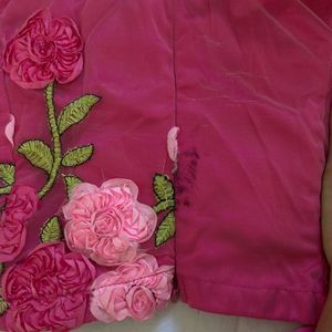 3D Rose Satin Corset Tube Top with Net Gloves