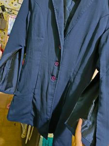 Ajio Navy Blue Full Sleeves Blazer