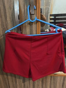 Red Lace-Up Mini Skort