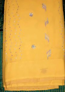 Yellow🧿 💛 sequence Saree