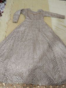 Golden Gown With Zari Work