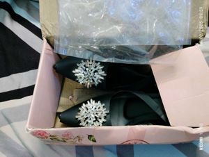 Mayze Black Slingback Heels with Crystal Embellish