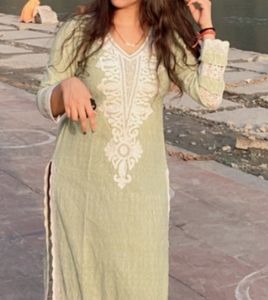Pakistani Lace Cotton Long Kurti