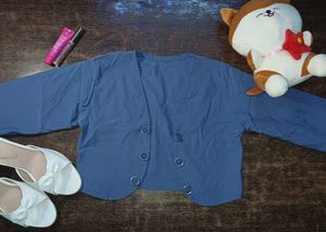 Blue Ruched Dress / Top &amp; Shrug Set