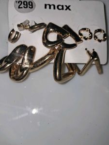 Geometric Gold Earrings Set Of 6