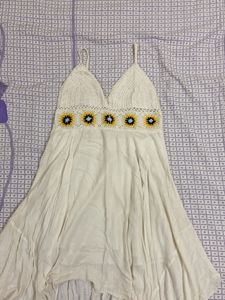 Crochet Sunflower Mini Dress