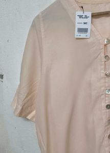 Trendy New Peach Button-Down Top