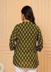 Olive Green Printed Top