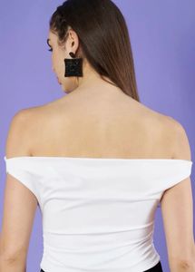 white half shoulder top