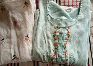 Light Blue Embroidered Kurti