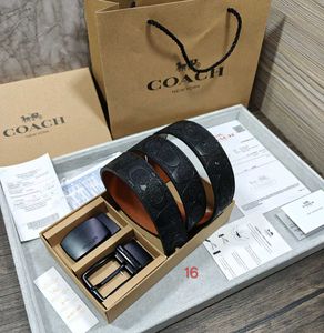 COACH MIX 2 BUCKLE BRANDED BELT WITH BOX