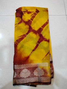 Yellow Tie-Dye Saree