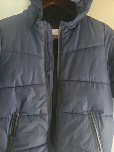 Navy Blue Puffer Jacket with Hood