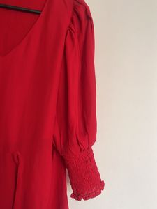 Red V-Neck Blouse