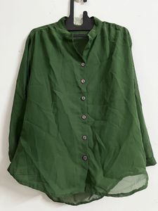 Green Button-Down sheer Shirt