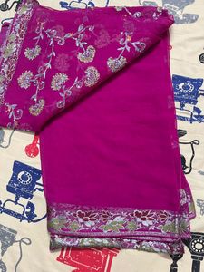 Rani Work Saree