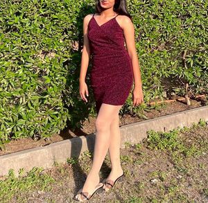 Sparkly Burgundy Bodycon Dress