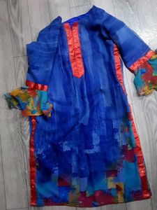 Blue & Red Kurta
