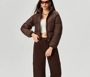 Brown Cropped Puffer Jacket