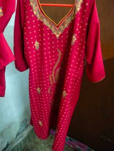 Tomato Red Kurti Pant Sets