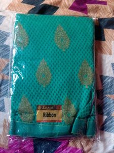 Teal &amp; Gold Sari - New in Package!
