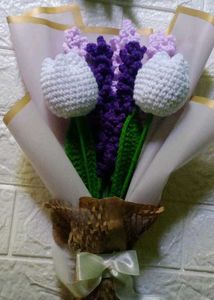 Crochet Tulip And Lavender Flower  Bouqu