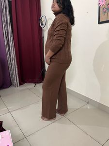 Brown Knit Sweater &amp; Pants Set