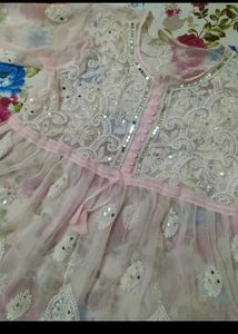 Georgette Chikenkari Pink Tunic