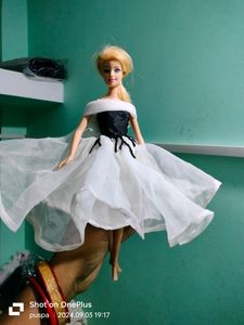 White And Black Gown For Barbie Doll