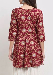 Maroon Printed Kurta